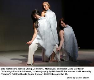 Dancers Jerrica Ching, Jennifer L. McGowan, and Sara Jane Carlton in Fall Footholds Oct. 21-25