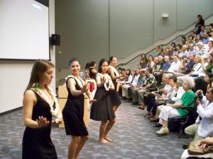 MD students perform a hula at ceremony honoring body donors, 2009.