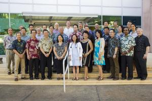 Some of Hawai`i's 'Best Doctors' pose with JABSOM Dean Jerris Hedges, front row, right.            