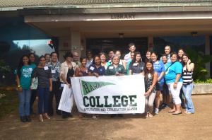 University of Hawai‘i staff volunteers at Farrington High School CAES Event, October 28, 2013