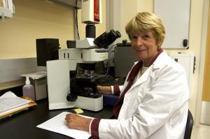 Dr. Bryant-Greenwood in her lab at Kaka`ako