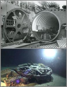 World War II-era Imperial Japanese Navy mega-submarine I-400 hangar door