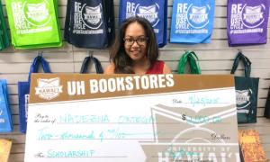 UH Manoa student Nadezna Ortega was 1 of 13 UH Bookstores Scholarship winners in fall 2015