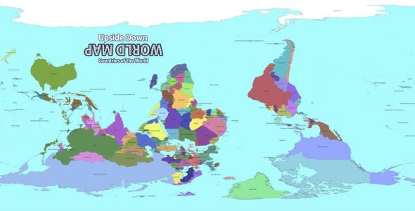 <p><strong>SF Fig. 1.6.</strong> The upside-down map is an alternative Mercator map orientation.</p>
