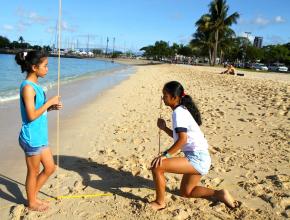 <p><strong>Fig. 5.14.</strong> Beach profiling by sighting the vertical distance between two known points</p>